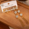 Titanium Steel Fiveleaf Flower Long Tassel Earrings Electroplated Fashion Style For Women