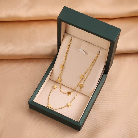 Titanium Steel Fivepointed Star Hip Hop Style Women's Necklace With Electroplating