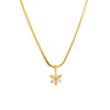 Titanium Steel Flat Snake Chain Daisy Flower Pendant Necklace For Women With Geometric Pattern