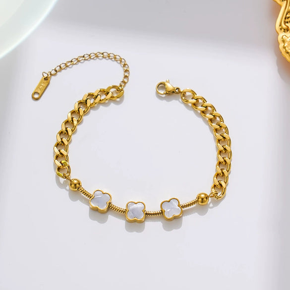 Titanium Steel Flower Clover Women's Fashion Simple Electroplated Bracelet