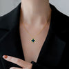 Titanium Steel Flower Doublesided Motherofpearl Furnace Real Gold Cartoon Geometric Electroplating Necklace For Female
