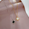 Titanium Steel Flower Doublesided Motherofpearl Furnace Real Gold Cartoon Geometric Electroplating Necklace For Female