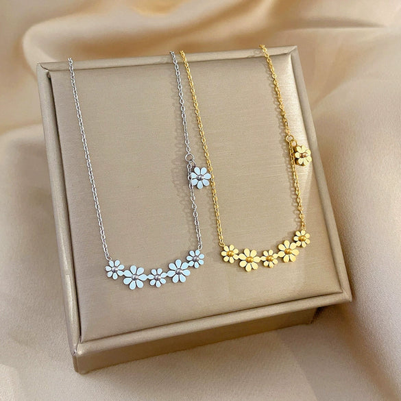 Titanium Steel Flower Geometric Style Electroplating Unisex Necklace