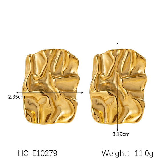 Titanium Steel Fold Earrings Electroplated Geometric Design Women's Highend Allmatch