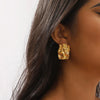 Titanium Steel Fold Earrings Electroplated Geometric Design Women's Highend Allmatch