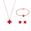 Titanium Steel Four Leaf Clover Jewelry Set For Women Light Luxury Electroplated Necklace Earrings Bracelet