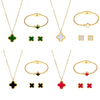 Titanium Steel Four Leaf Clover Jewelry Set For Women Light Luxury Electroplated Necklace Earrings Bracelet