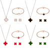 Titanium Steel Four Leaf Clover Jewelry Set For Women Light Luxury Electroplated Necklace Earrings Bracelet