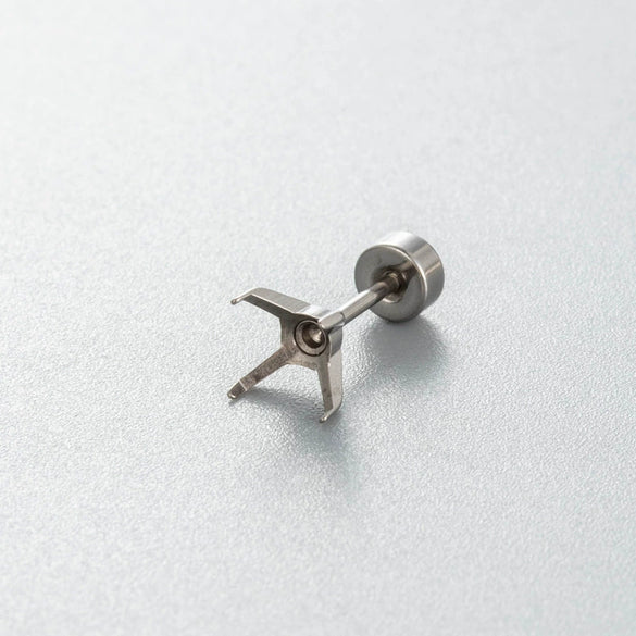Titanium Steel Fourclaw Ear Bone Nail Empty Holder Diy Screw Rod Geometric Polished Ear Accessory