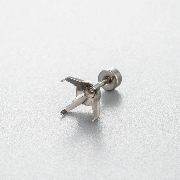 Titanium Steel Fourclaw Ear Bone Nail Empty Holder Diy Screw Rod Geometric Polished Ear Accessory