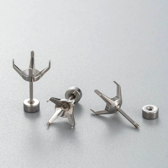 Titanium Steel Fourclaw Ear Bone Nail Empty Holder Diy Screw Rod Geometric Polished Ear Accessory