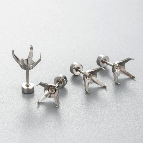 Titanium Steel Fourclaw Ear Bone Nail Empty Holder Diy Screw Rod Geometric Polished Ear Accessory