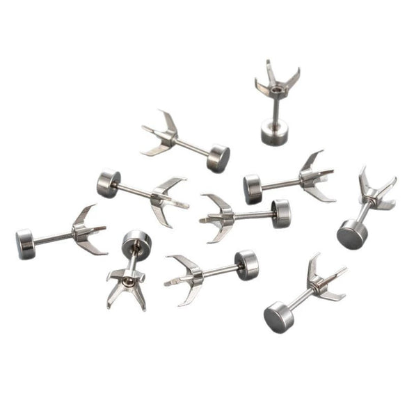 Titanium Steel Fourclaw Ear Bone Nail Empty Holder Diy Screw Rod Geometric Polished Ear Accessory