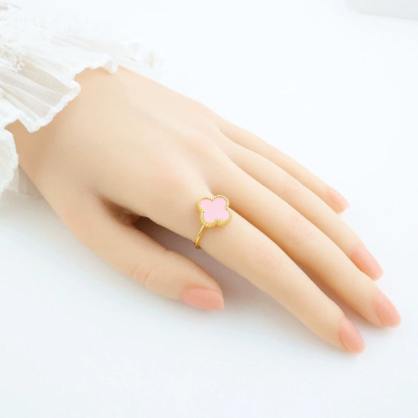 Titanium Steel Fourleaf Clover And Flower Jewelry Set For Women With Electroplating