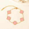 Titanium Steel Fourleaf Clover And Flower Jewelry Set For Women With Electroplating