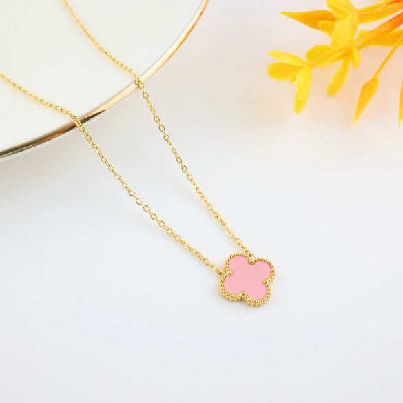 Titanium Steel Fourleaf Clover And Flower Jewelry Set For Women With Electroplating