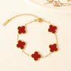 Titanium Steel Fourleaf Clover And Flower Jewelry Set For Women With Electroplating