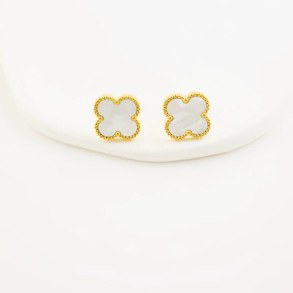 Titanium Steel Fourleaf Clover And Flower Jewelry Set For Women With Electroplating