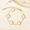 Titanium Steel Fourleaf Clover And Flower Jewelry Set For Women With Electroplating