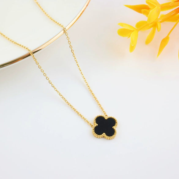 Titanium Steel Fourleaf Clover And Flower Jewelry Set For Women With Electroplating