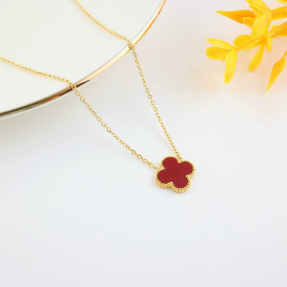 Titanium Steel Fourleaf Clover And Flower Jewelry Set For Women With Electroplating