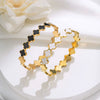 Titanium Steel Fourleaf Clover Dripping Oil Style Women's Bracelet