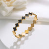 Titanium Steel Fourleaf Clover Dripping Oil Style Women's Bracelet
