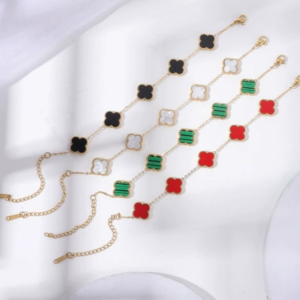 Titanium Steel Fourleaf Clover Electroplated Bracelet Light Luxury Style