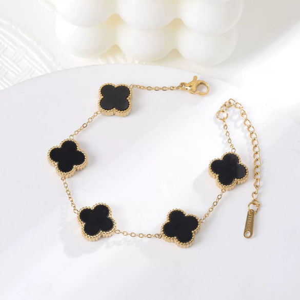 Titanium Steel Fourleaf Clover Electroplated Bracelet Light Luxury Style