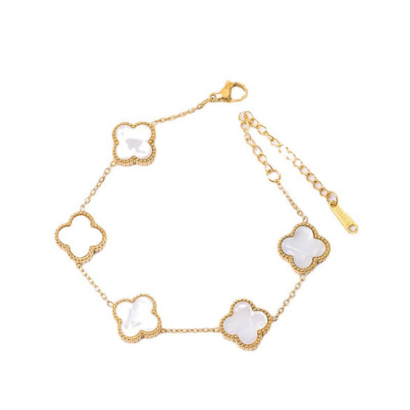 Titanium Steel Fourleaf Clover Electroplated Bracelet Light Luxury Style