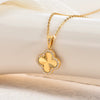 Titanium Steel Fourleaf Clover Electroplated Pendant Necklace Plants And Flowers Style