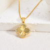 Titanium Steel Fourleaf Clover Electroplated Pendant Necklace Plants And Flowers Style