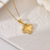 Titanium Steel Fourleaf Clover Electroplated Pendant Necklace Plants And Flowers Style