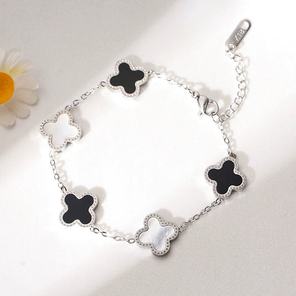 Titanium Steel Fourleaf Clover Jewelry Set For Women Electroplated