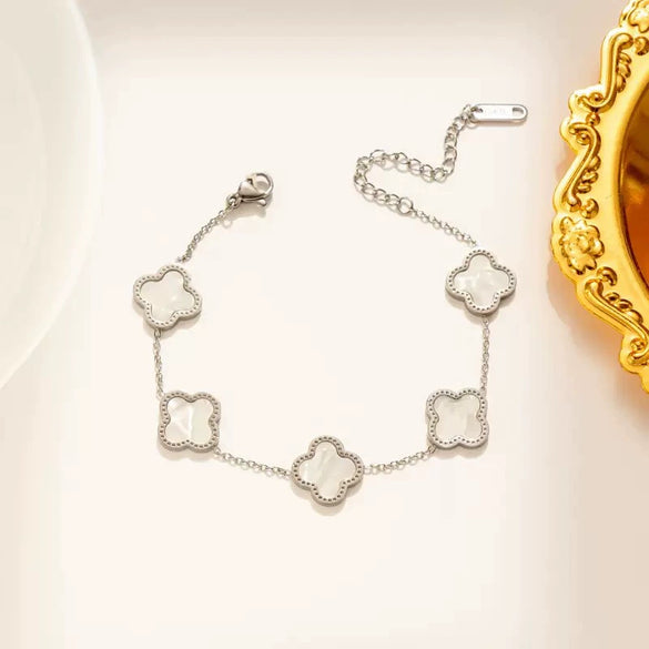 Titanium Steel Fourleaf Clover Jewelry Set For Women Electroplated
