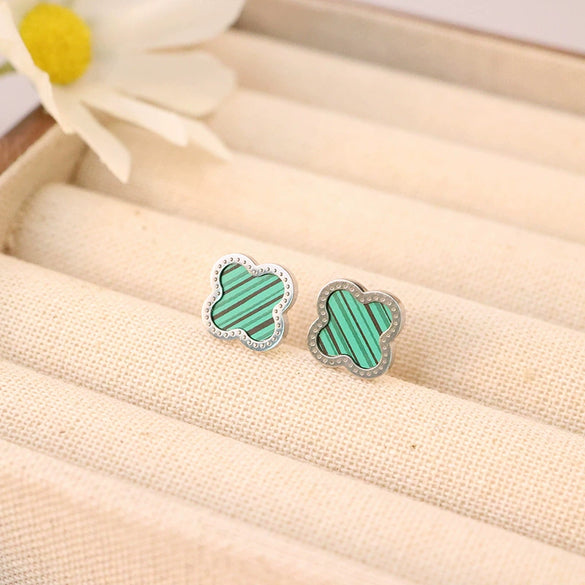Titanium Steel Fourleaf Clover Jewelry Set For Women Electroplated