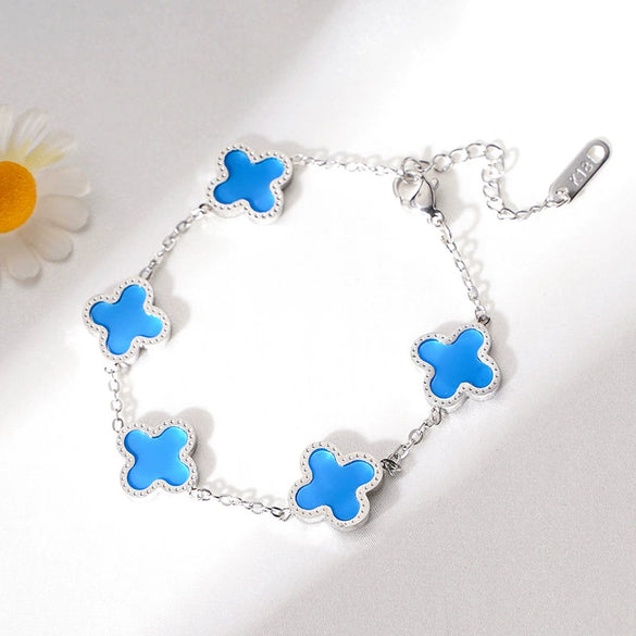Titanium Steel Fourleaf Clover Jewelry Set For Women Electroplated