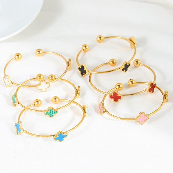 Titanium Steel Fourleaf Clover Light Luxury Bracelet Electroplated With Gold