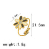 Titanium Steel Fourleaf Clover Opening Adjustable Ring For Women With Heart Star Geometric Animal Zodiac Patterns Electroplated