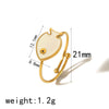 Titanium Steel Fourleaf Clover Opening Adjustable Ring For Women With Heart Star Geometric Animal Zodiac Patterns Electroplated