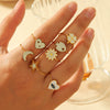 Titanium Steel Fourleaf Clover Opening Adjustable Ring For Women With Heart Star Geometric Animal Zodiac Patterns Electroplated