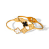 Titanium Steel Fourleaf Clover Spring Opening Bracelet Stainless Steel Electroplated