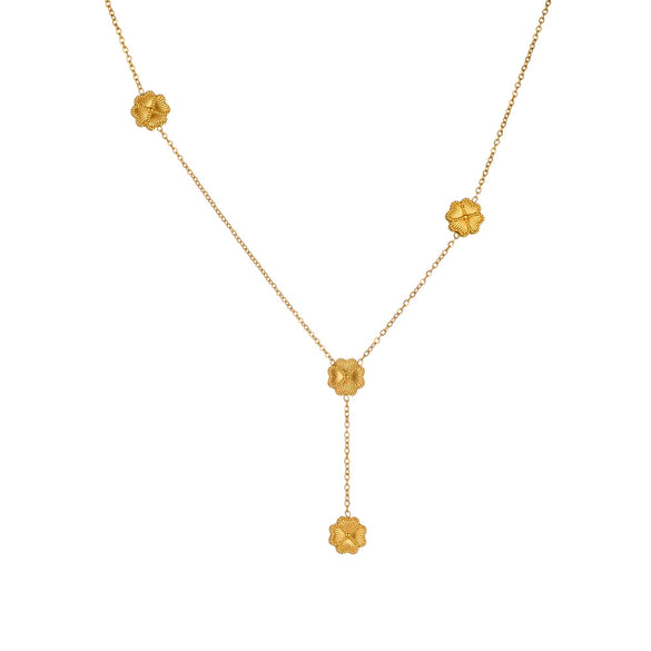 Titanium Steel Fourleaf Clover Starfish Love Tassel Pendant Necklace For Women With Geometric Pattern