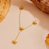 Titanium Steel Fourleaf Clover Starfish Love Tassel Pendant Necklace For Women With Geometric Pattern