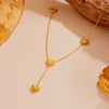 Titanium Steel Fourleaf Clover Starfish Love Tassel Pendant Necklace For Women With Geometric Pattern