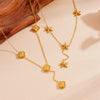 Titanium Steel Fourleaf Clover Starfish Love Tassel Pendant Necklace For Women With Geometric Pattern