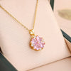 Titanium Steel Fourleaf Clover Zircon Pendant Necklace Mixed Gemstone Inlay Geometric Style Oshaped Chain Jewelry For Women Electroplated