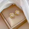 Titanium Steel Fourleaf Flower Diamond Microencrusted Electroplated Jewelry Set For Women