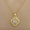 Titanium Steel Fourleaf Flower Diamond Microencrusted Electroplated Jewelry Set For Women
