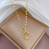 Titanium Steel Fourleaf Flower Geometric Full Diamond Women's Necklace